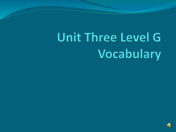 Vocabulary unit 5 level g
