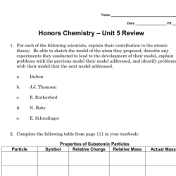 Chemistry unit 5 worksheet 1 answer key