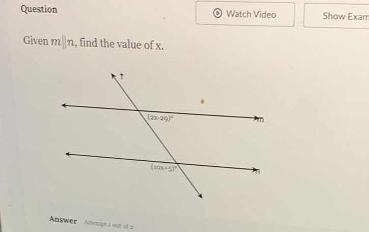 Given mn find the value of x