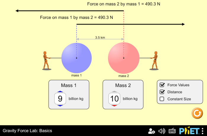 Gravity force simulation answer key