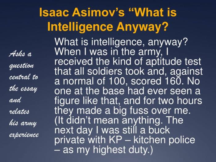 What is intelligence anyway by isaac asimov